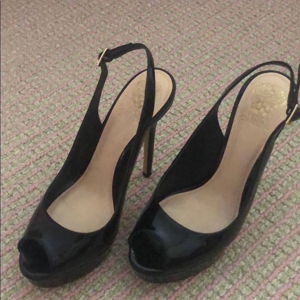Vince Camuto Black Patent platform peep toe shoe